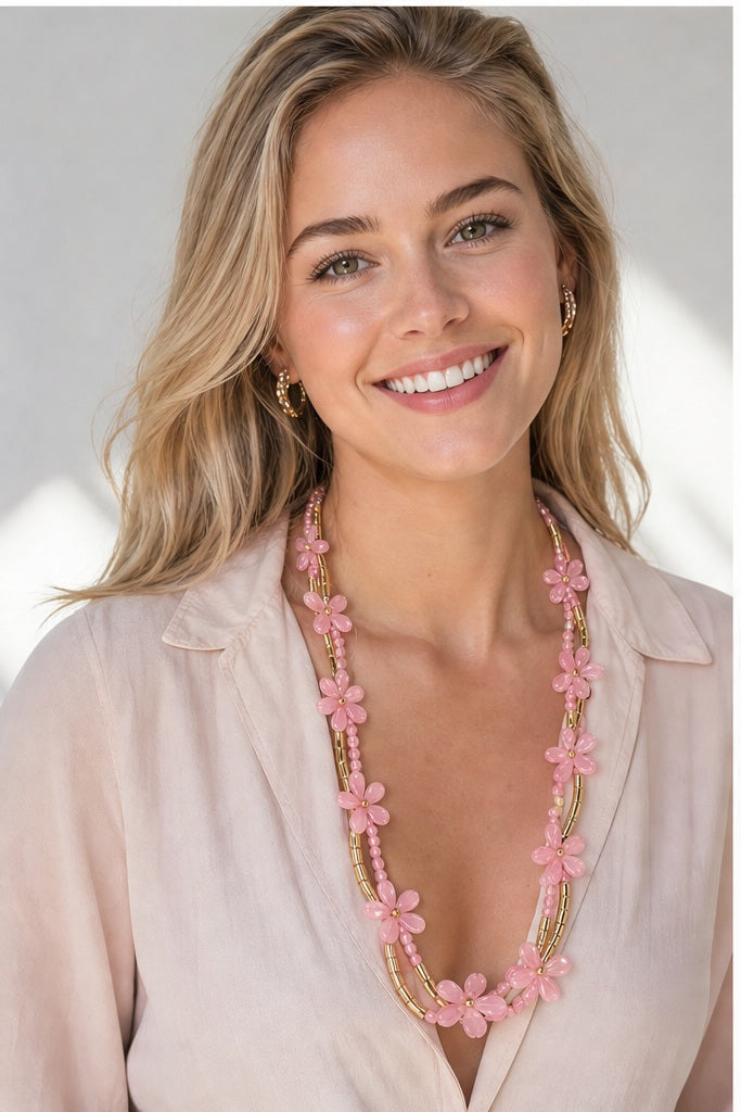 HS ketting roze - gedragen op model