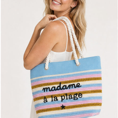 HS strandtas Blauw - gedragen op model