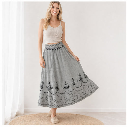 HS Rok Handmade in India - Meerdere Kleuren - Lichtgrijs - op model
