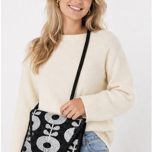 HS crossbody tas Zwart Kralen - gedragen op model