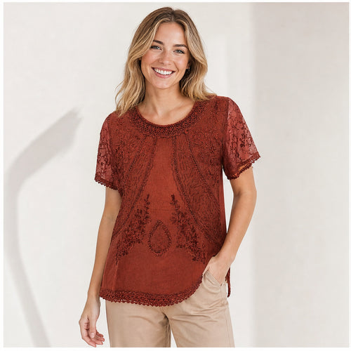 HS Shirt - Meerdere Kleuren - Roest Borduursel - op model