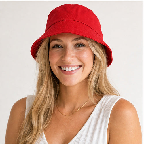 HS Fashion Bucket Hat - Rood - Rood - on model