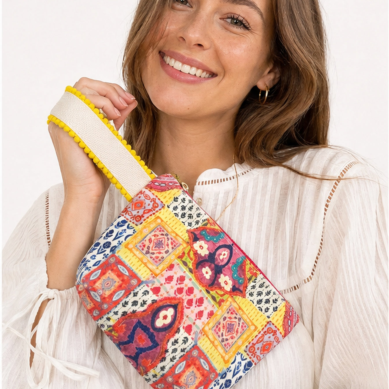 HS tasje Boho Oranje - gedragen op model