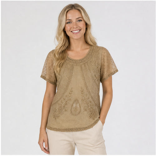 HS Shirt - Meerdere Kleuren - Beige Borduursel - op model