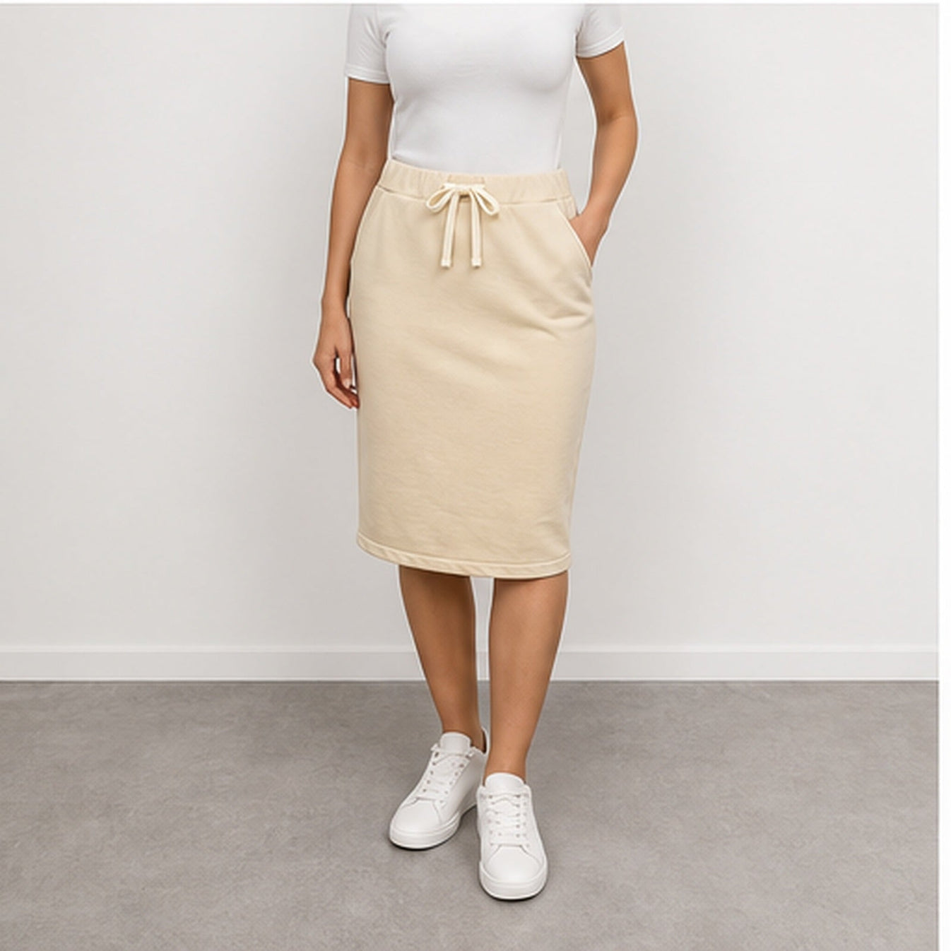 MOOIJ Rok Zachte Stof - Beige - MODEL_FRONT