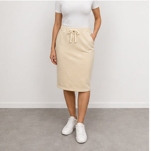 MOOIJ Rok Zachte Stof - Beige - MODEL_FRONT
