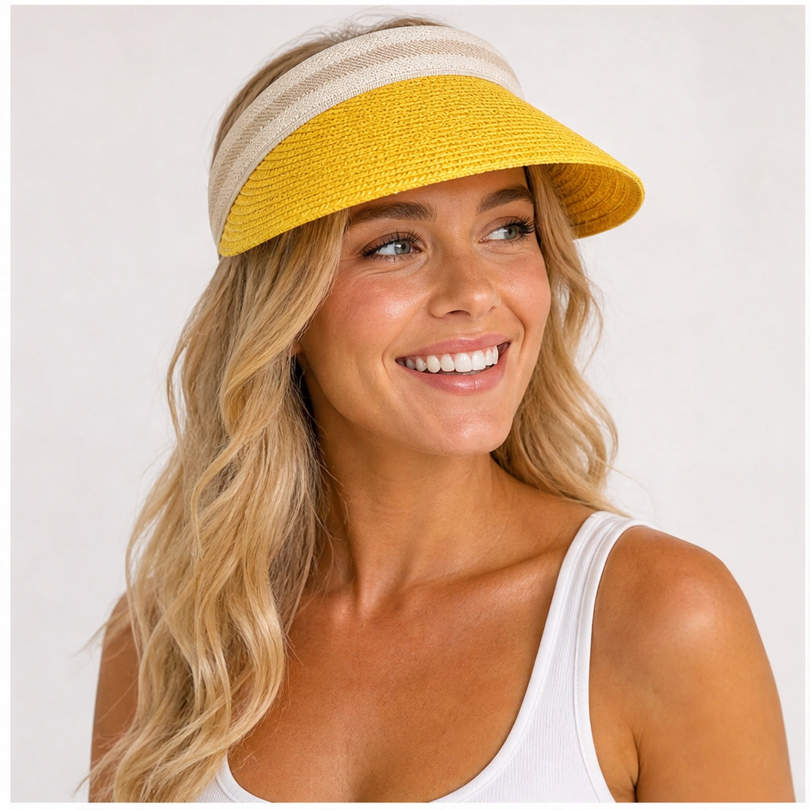 HS Fashion Zonneklep Basic - Geel - Geel - on model