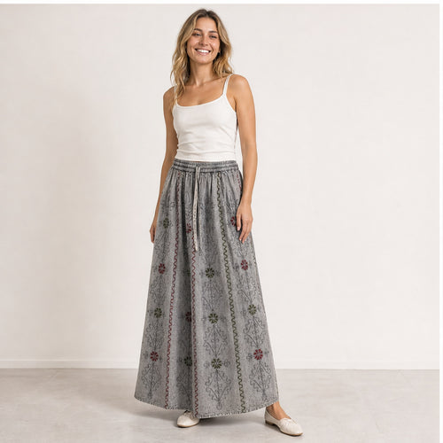 HS Rok - Meerdere Kleuren - Grijs Borduursel - op model