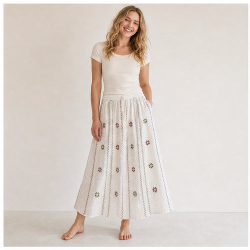 HS Rok - Meerdere Kleuren - Wit Borduursel - op model