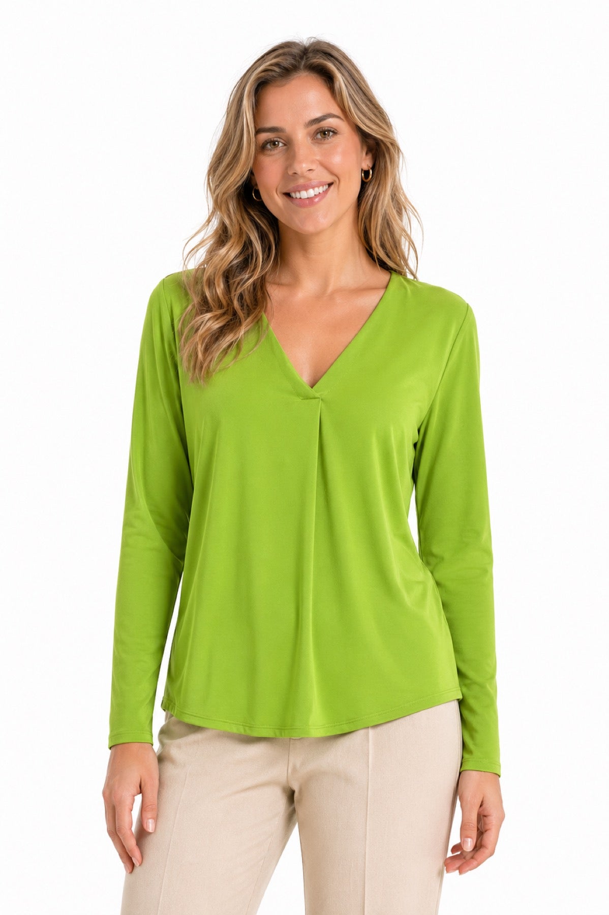 Joy blouse abstracte print - Op model vooraanzicht