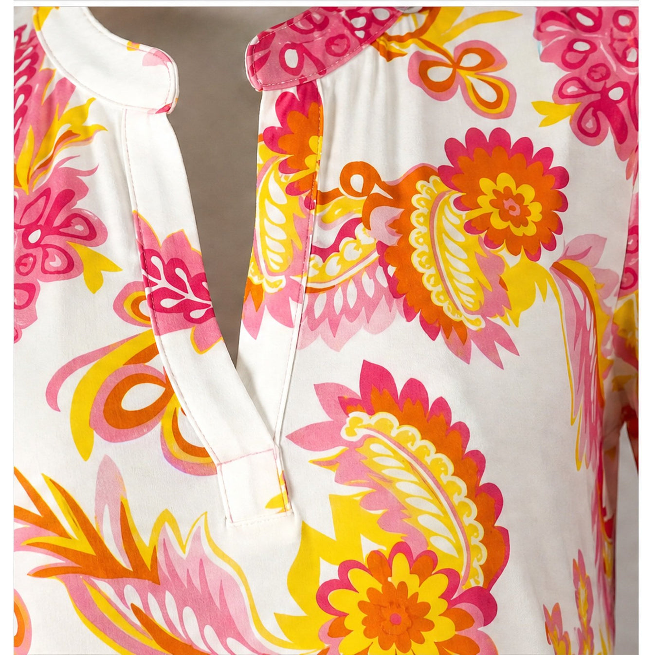 Angelle Milan Witte Oranje Bloemenprint - detail