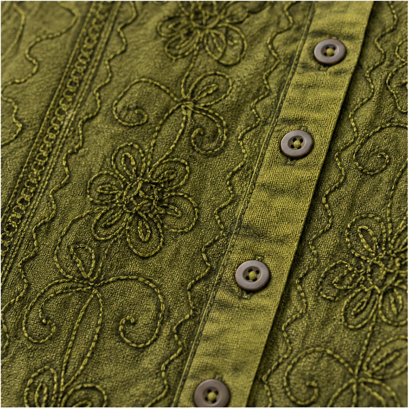 HS Top Handmade India - Meerdere Kleuren - Olijfgroen - borduursel en stofdetail