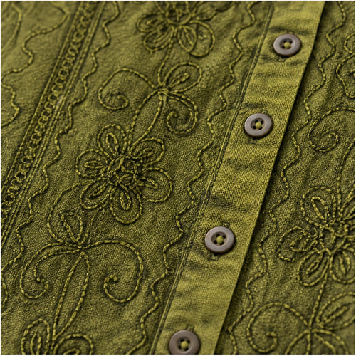 HS Top Handmade India - Meerdere Kleuren - Olijfgroen - borduursel en stofdetail