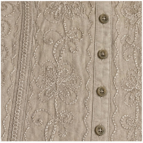 HS Top Handmade India - Meerdere Kleuren - Taupe - borduursel en stofdetail