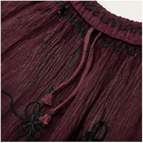 HS Rok Handmade in India - Meerdere Kleuren - Bordeaux - borduursel en stofdetail