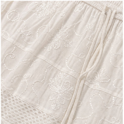HS Rok Handmade in India - Meerdere Kleuren - Ecru - detail van handwerk en borduursel