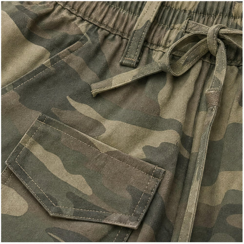HS Broek One Size - Camo Jogger Strikceintuur - detail van taille en stof