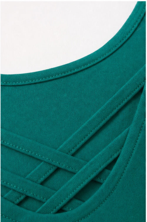 Signature top petrol - Detail stof, print en knopen