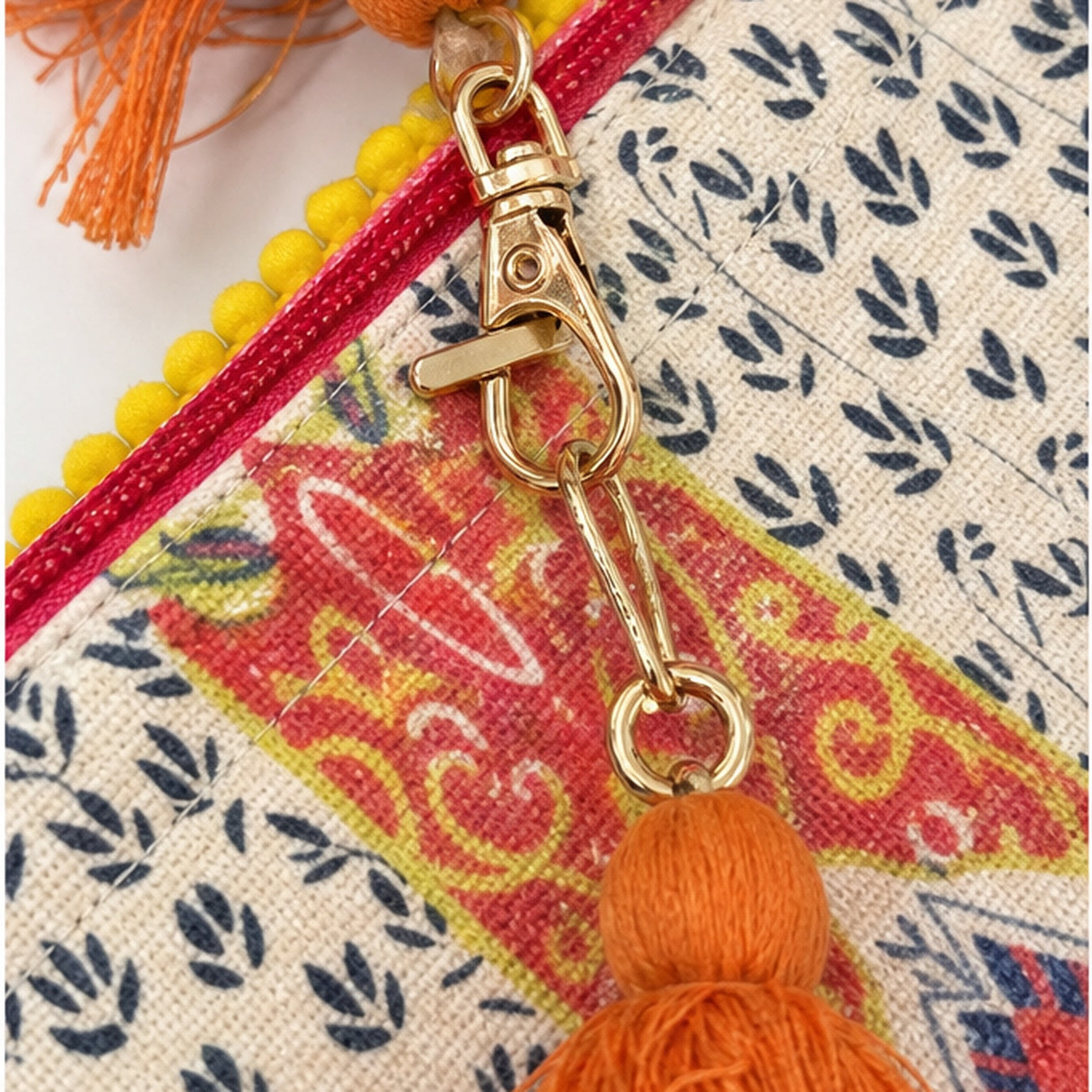 HS tasje Boho Oranje - detail van materiaal en afwerking