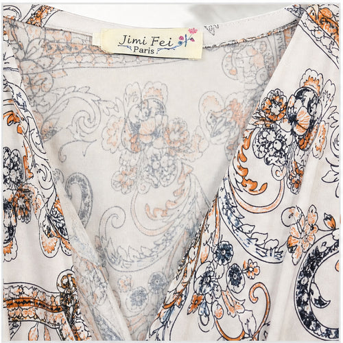 Jimi Fei Paris Wit Oranje Paisley - detail