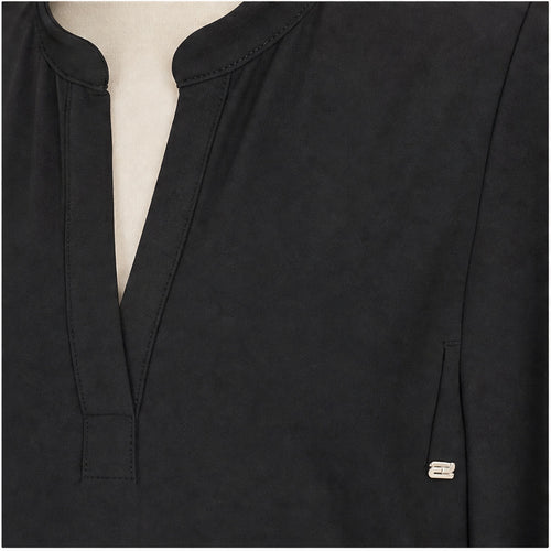 Angelle Milan Jurk - Zwart Effen Driekwart Mouw - detail