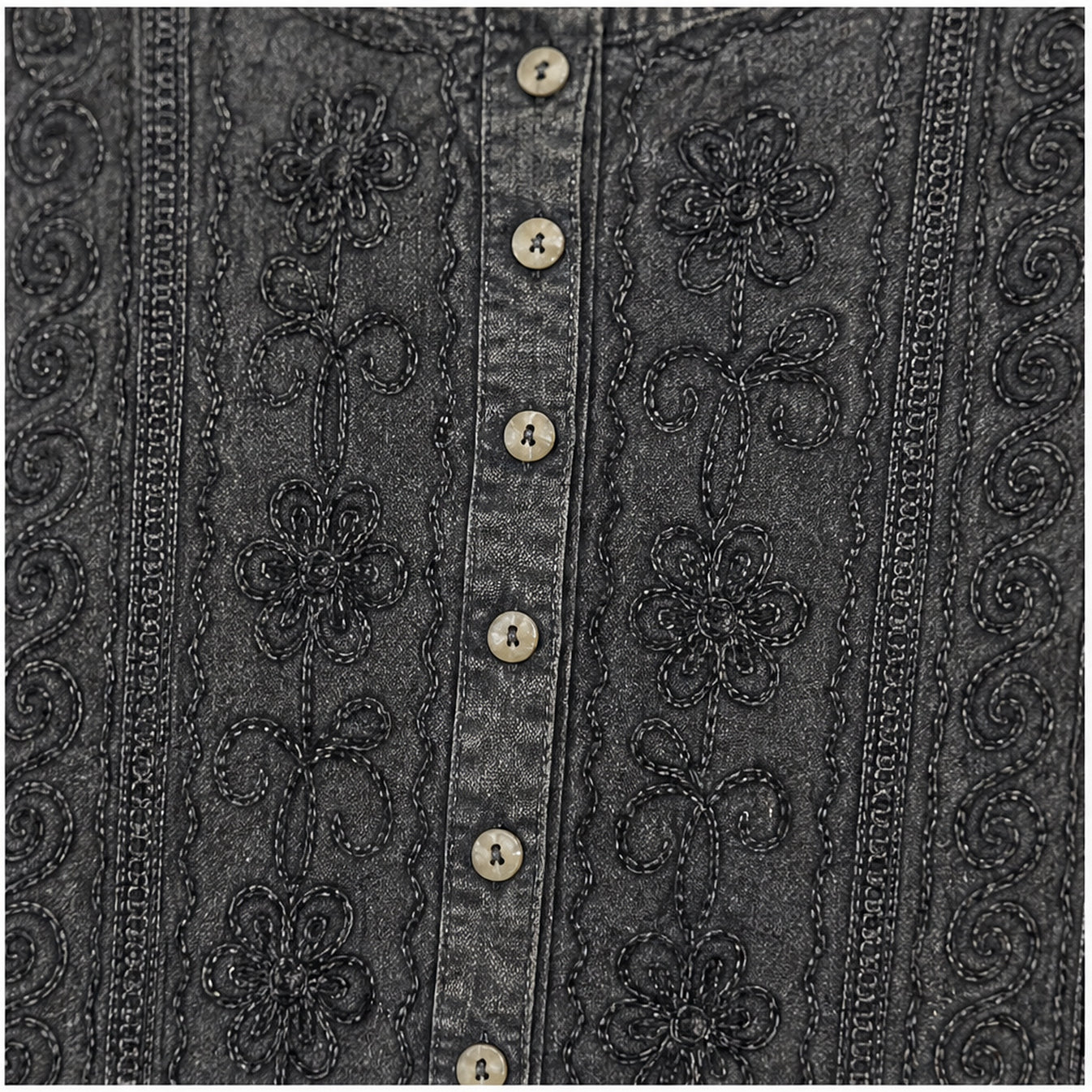 HS Top Handmade India - Meerdere Kleuren - Donker antraciet - borduursel en stofdetail