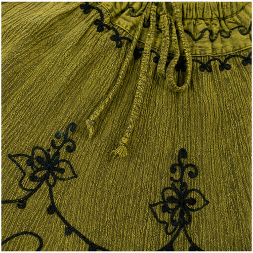 HS Rok Handmade in India - Meerdere Kleuren - Olijfgroen - borduursel en stofdetail