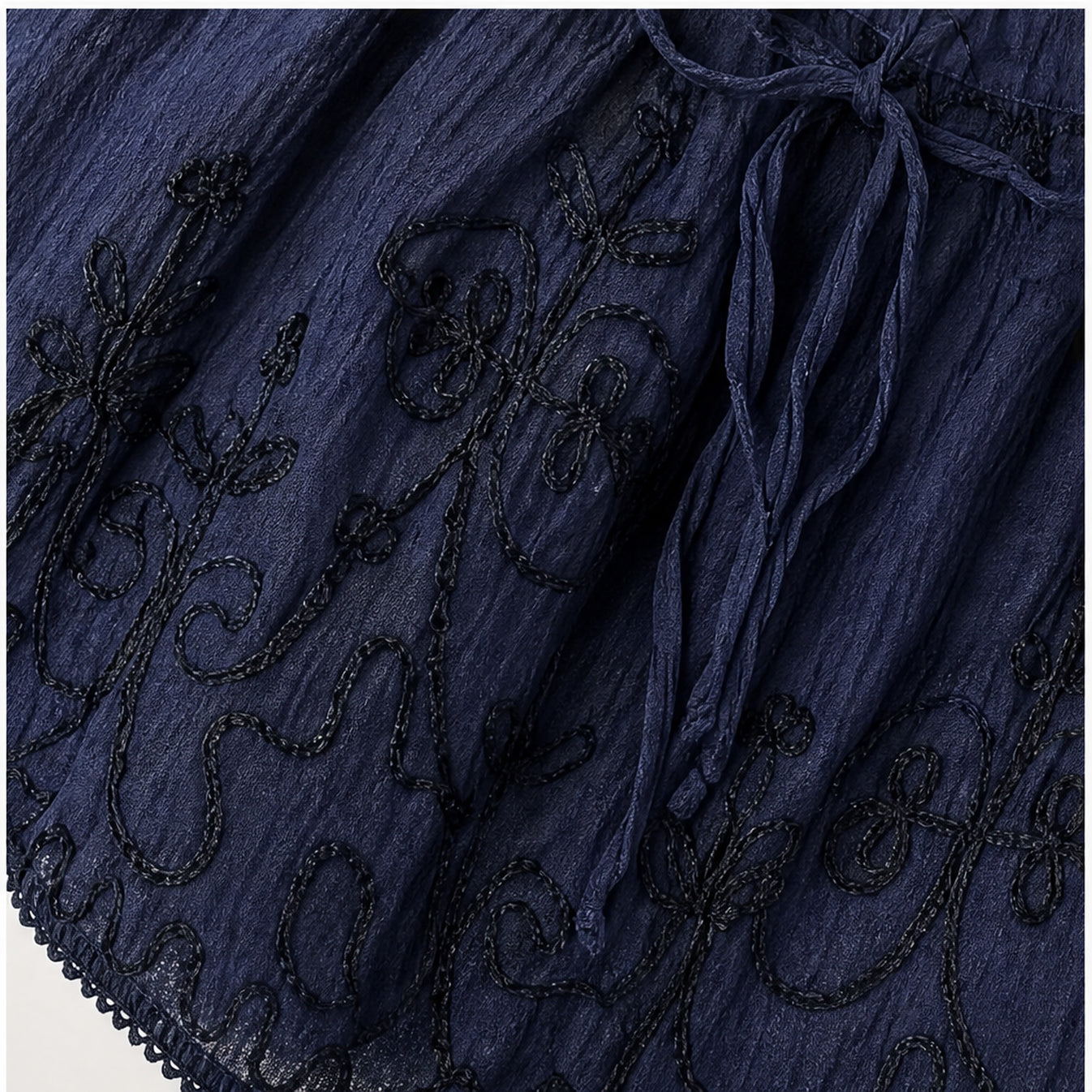HS Rok Handmade in India - Meerdere Kleuren - Navy - borduursel en stofdetail
