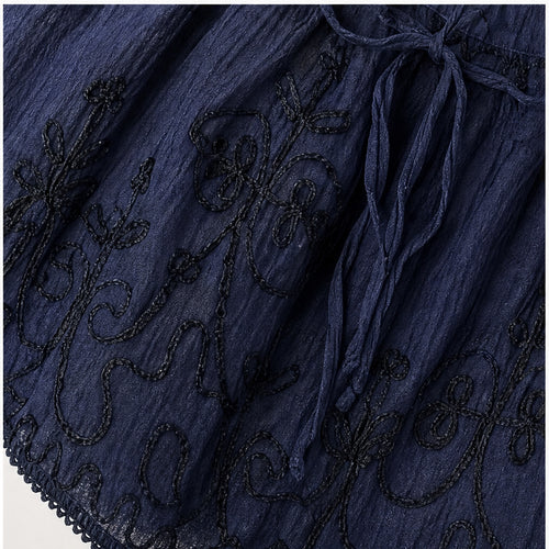 HS Rok Handmade in India - Meerdere Kleuren - Navy - borduursel en stofdetail