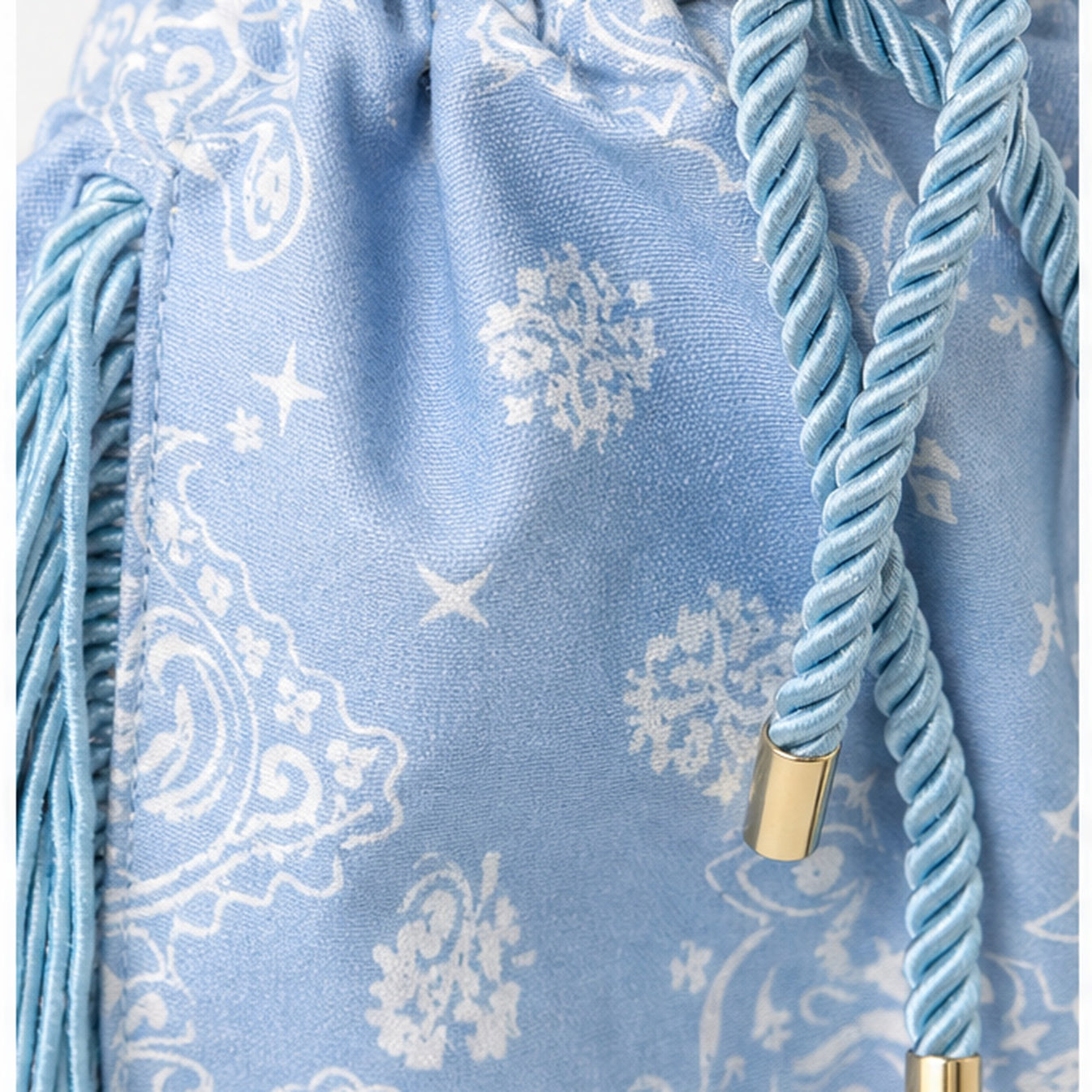 HS tas Blauw Fringe - detail van materiaal en afwerking