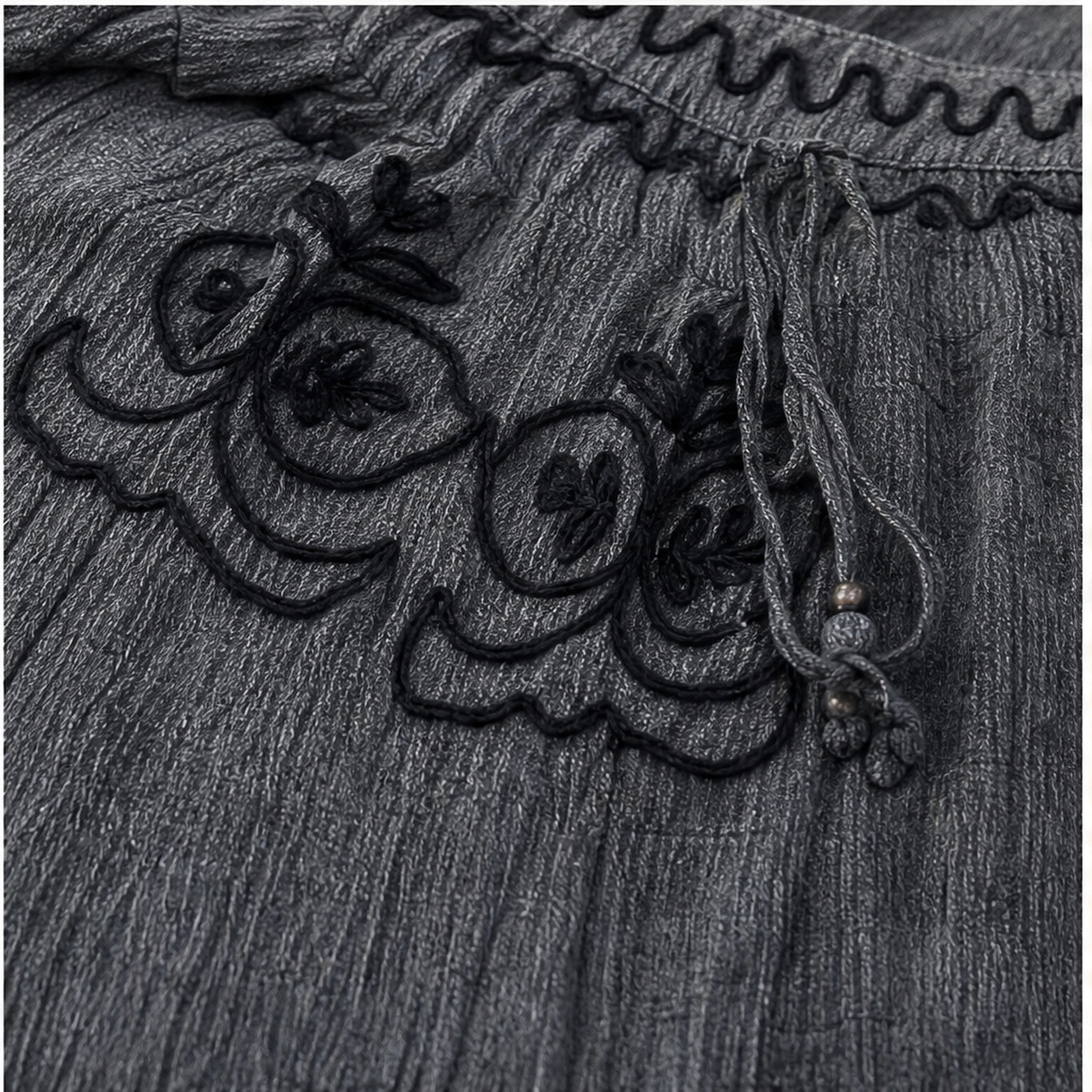 HS Rok Handmade in India - Meerdere Kleuren - Antraciet - borduursel en stofdetail