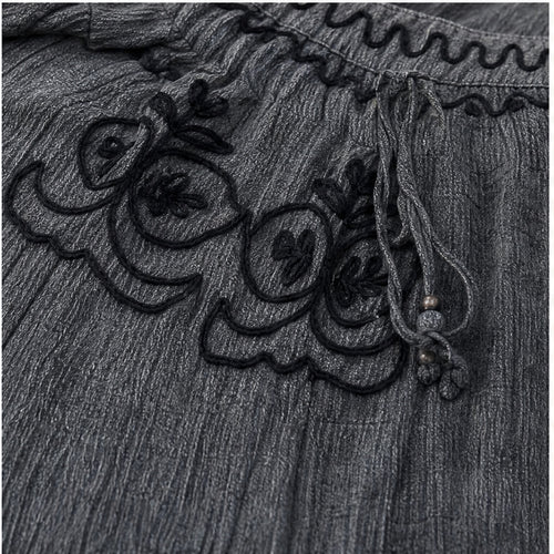HS Rok Handmade in India - Meerdere Kleuren - Antraciet - borduursel en stofdetail