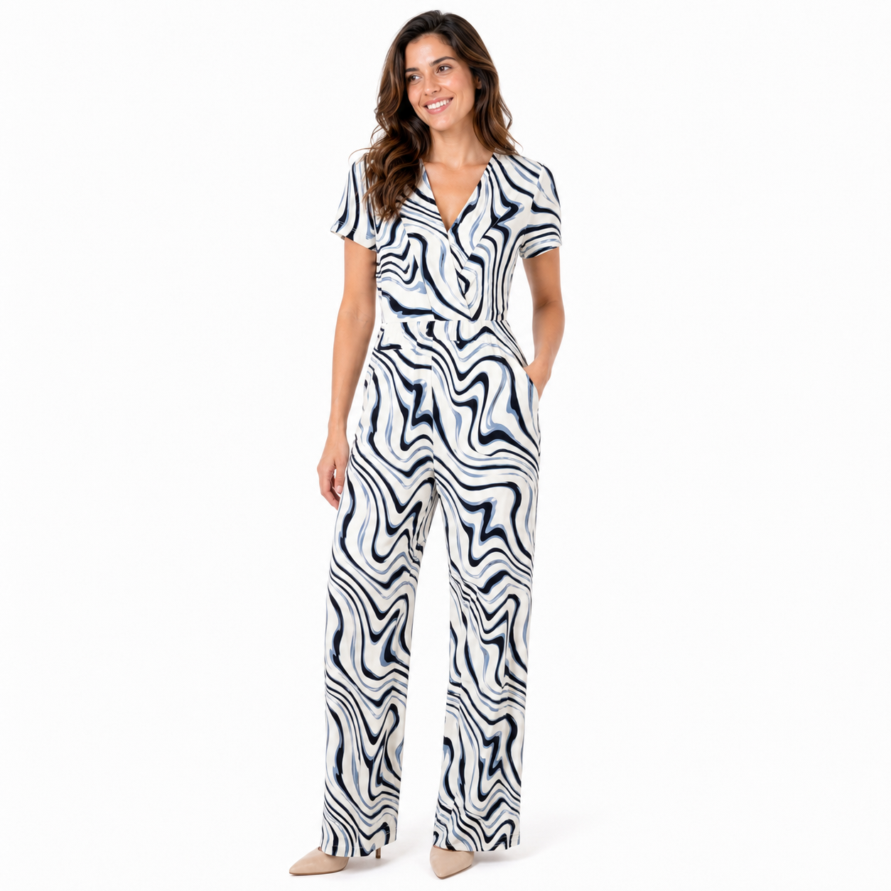 By Swan jumpsuit abstract wrap - Op model vooraanzicht