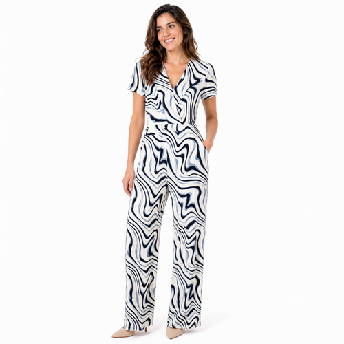 By Swan jumpsuit abstract wrap - Op model vooraanzicht