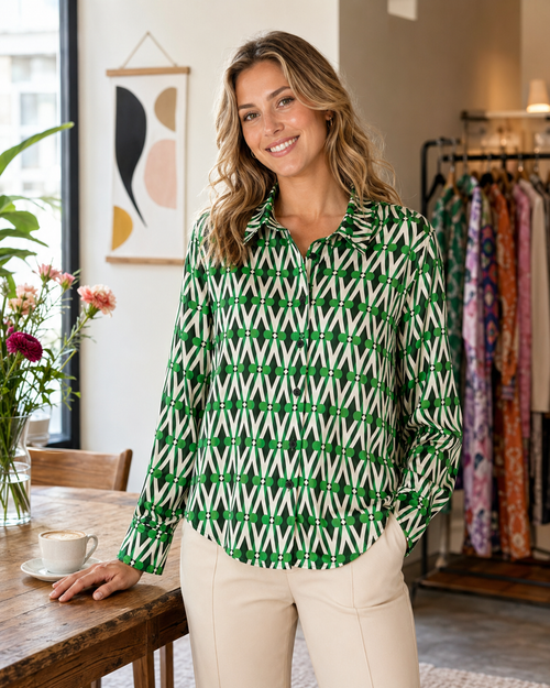 Vegas blouse abstracte print - In situatie sfeerbeeld