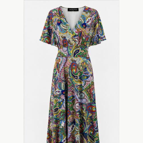 Jimi Fei Paris Maxi Jurk Dames - One Size - Multicolor Paisley - front
