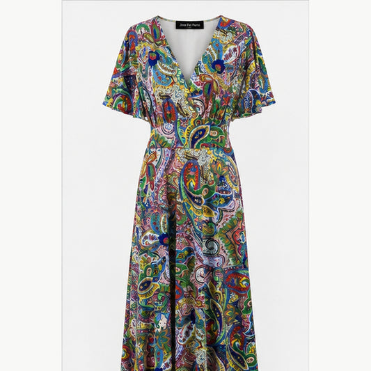 Jimi Fei Paris Maxi Jurk Dames - One Size - Multicolor Paisley - front