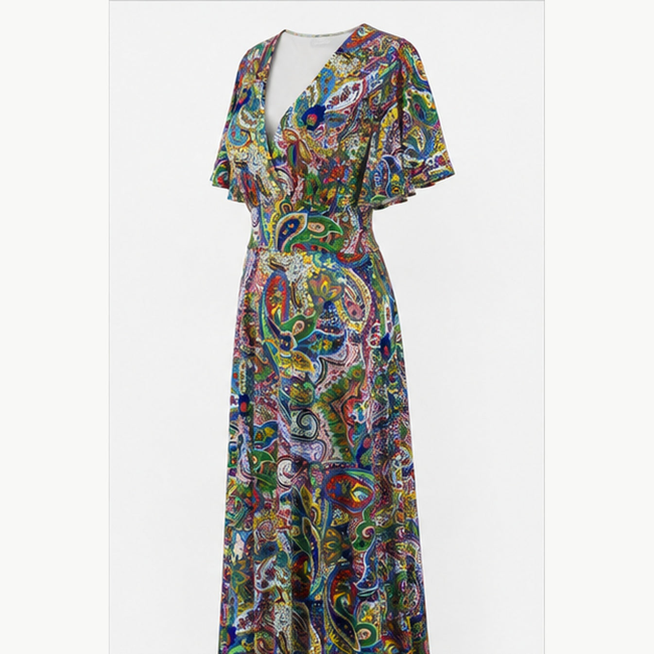 Jimi Fei Paris Maxi Jurk Dames - One Size - Multicolor Paisley - side