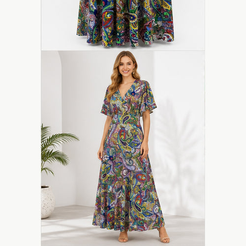 Jimi Fei Paris Maxi Jurk Dames - One Size - Multicolor Paisley - on model