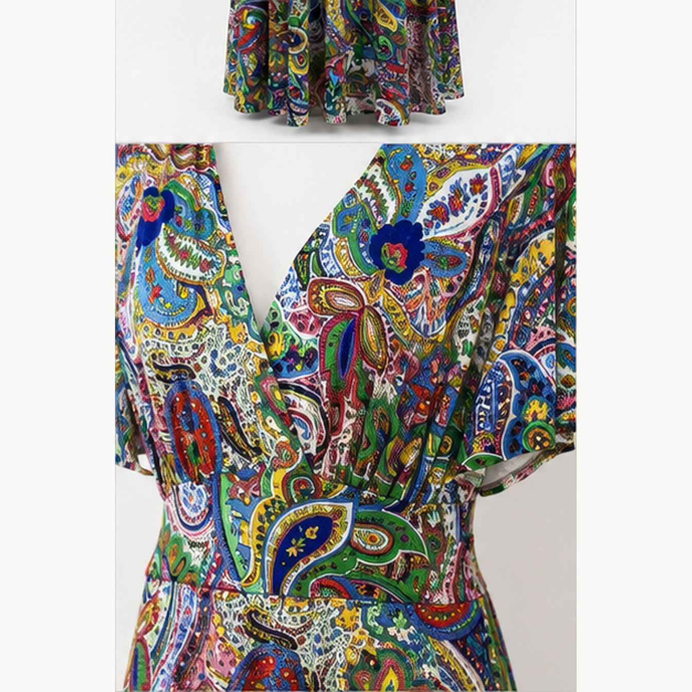 Jimi Fei Paris Maxi Jurk Dames - One Size - Multicolor Paisley - detail