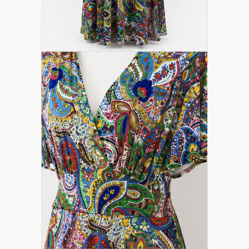 Jimi Fei Paris Maxi Jurk Dames - One Size - Multicolor Paisley - detail