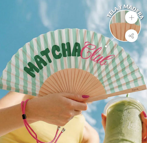 HS Handwaaier met Koord - Meerdere Teksten - Matcha Club - detail - detail en gebruik
