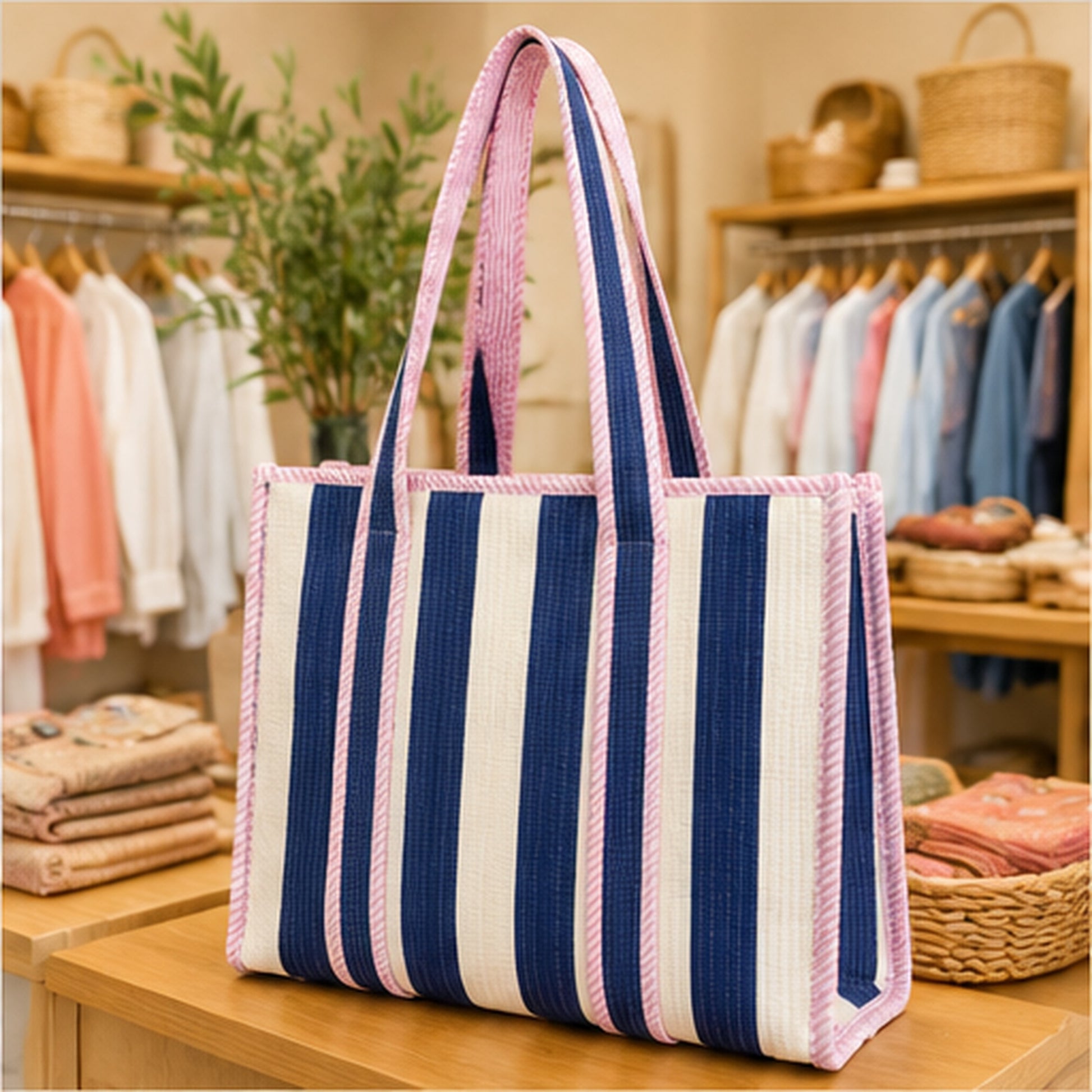 HS Cream Navy Striped - sfeerbeeld