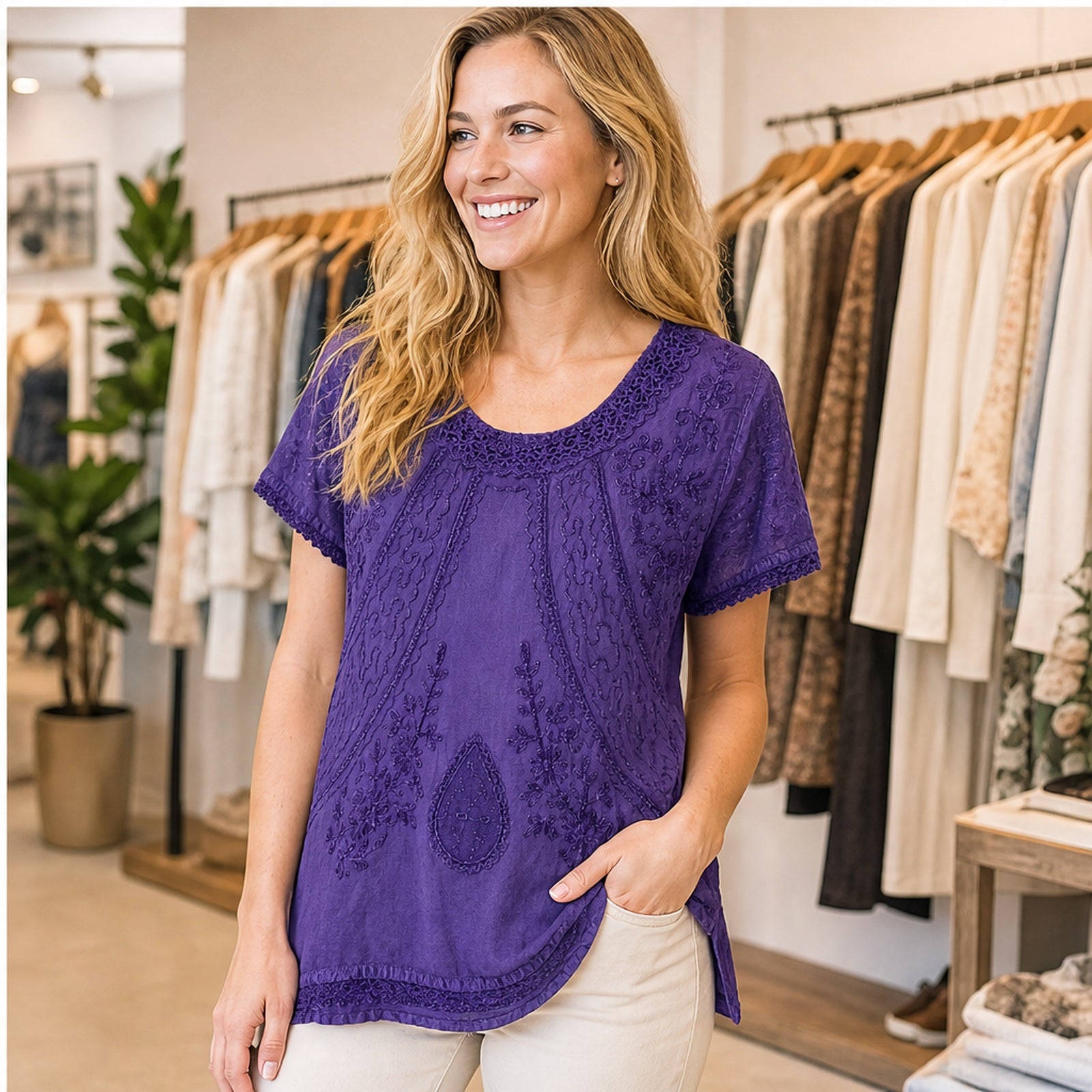 HS Shirt - Meerdere Kleuren - Paars Borduursel - sfeerbeeld