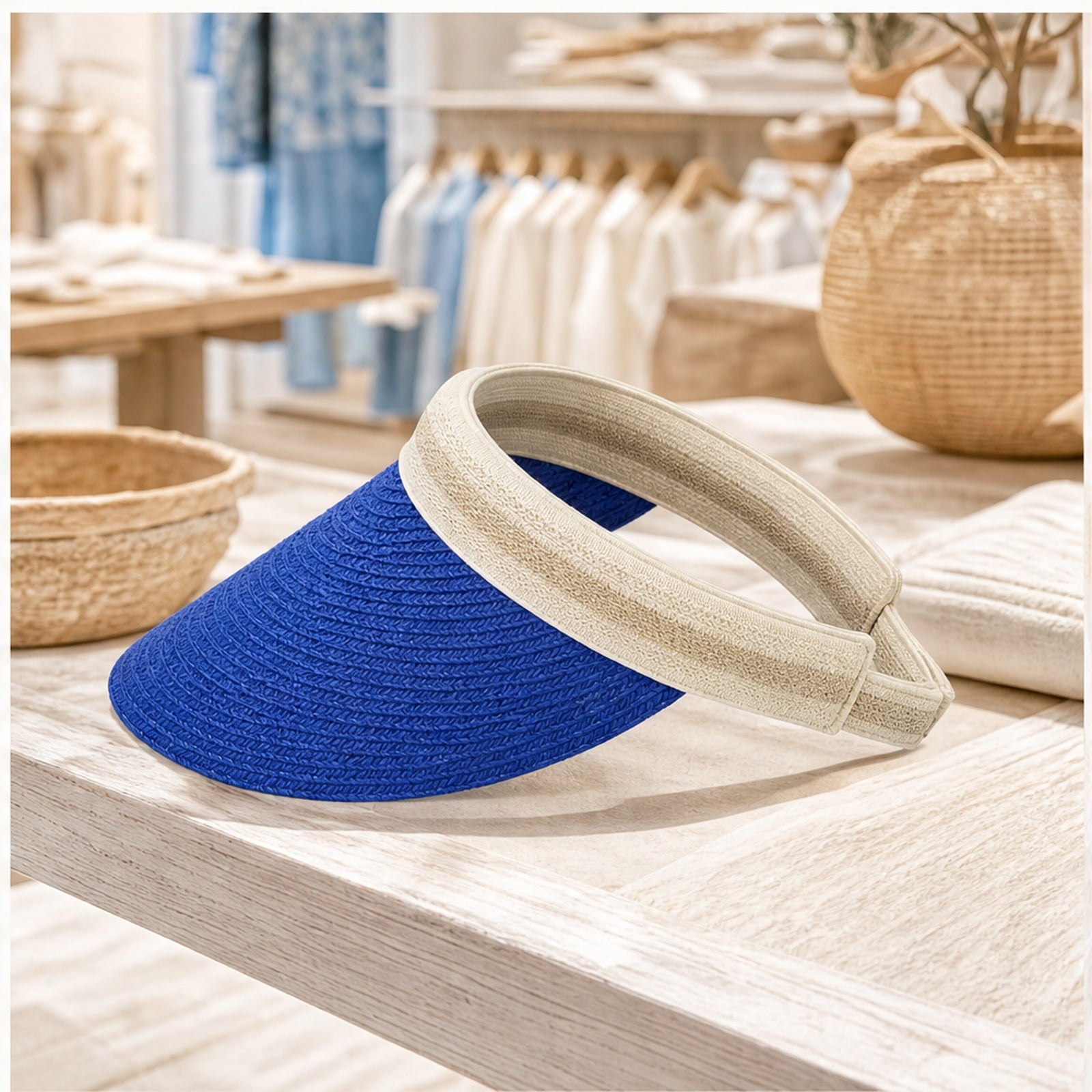 HS Fashion Zonneklep Basic - Blauw - Blauw - in setting