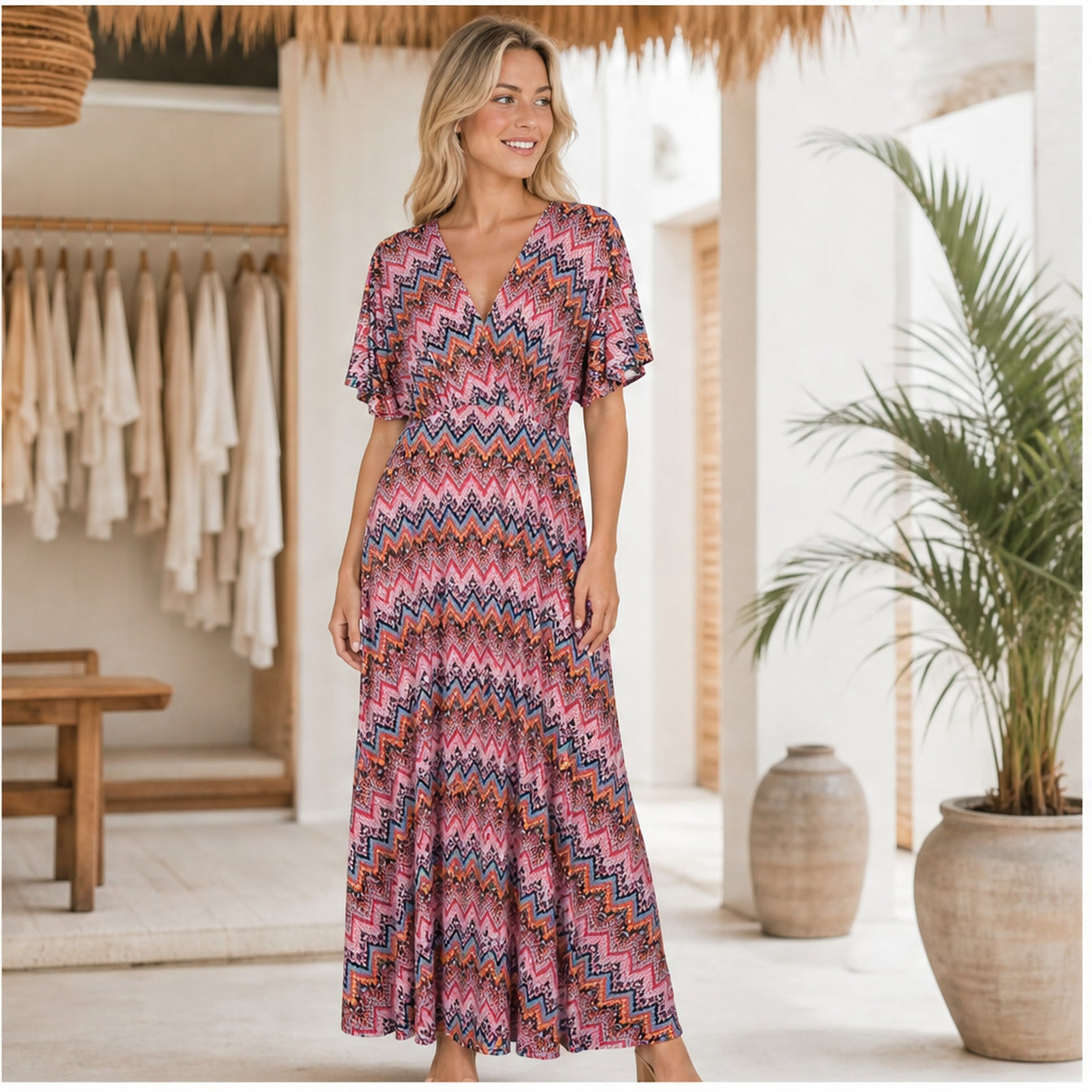 Jimi Fei Paris Roze Zigzag Tie-Dye - sfeerbeeld