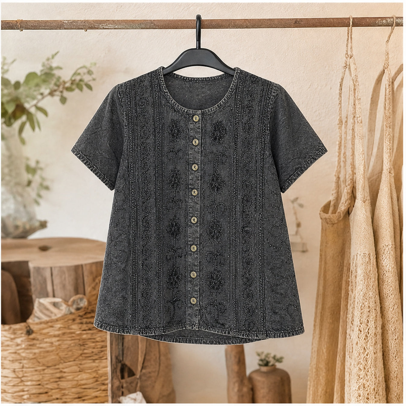 HS Top Handmade India - Meerdere Kleuren - Donker antraciet - sfeerbeeld