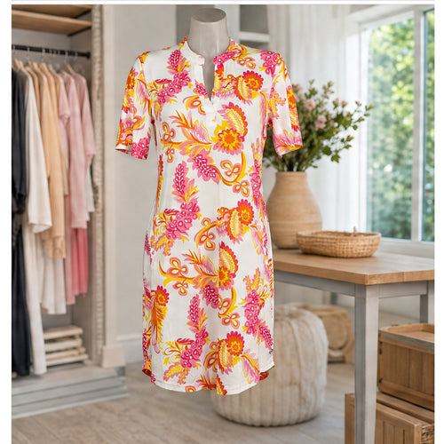 Angelle Milan Witte Oranje Bloemenprint - sfeerbeeld