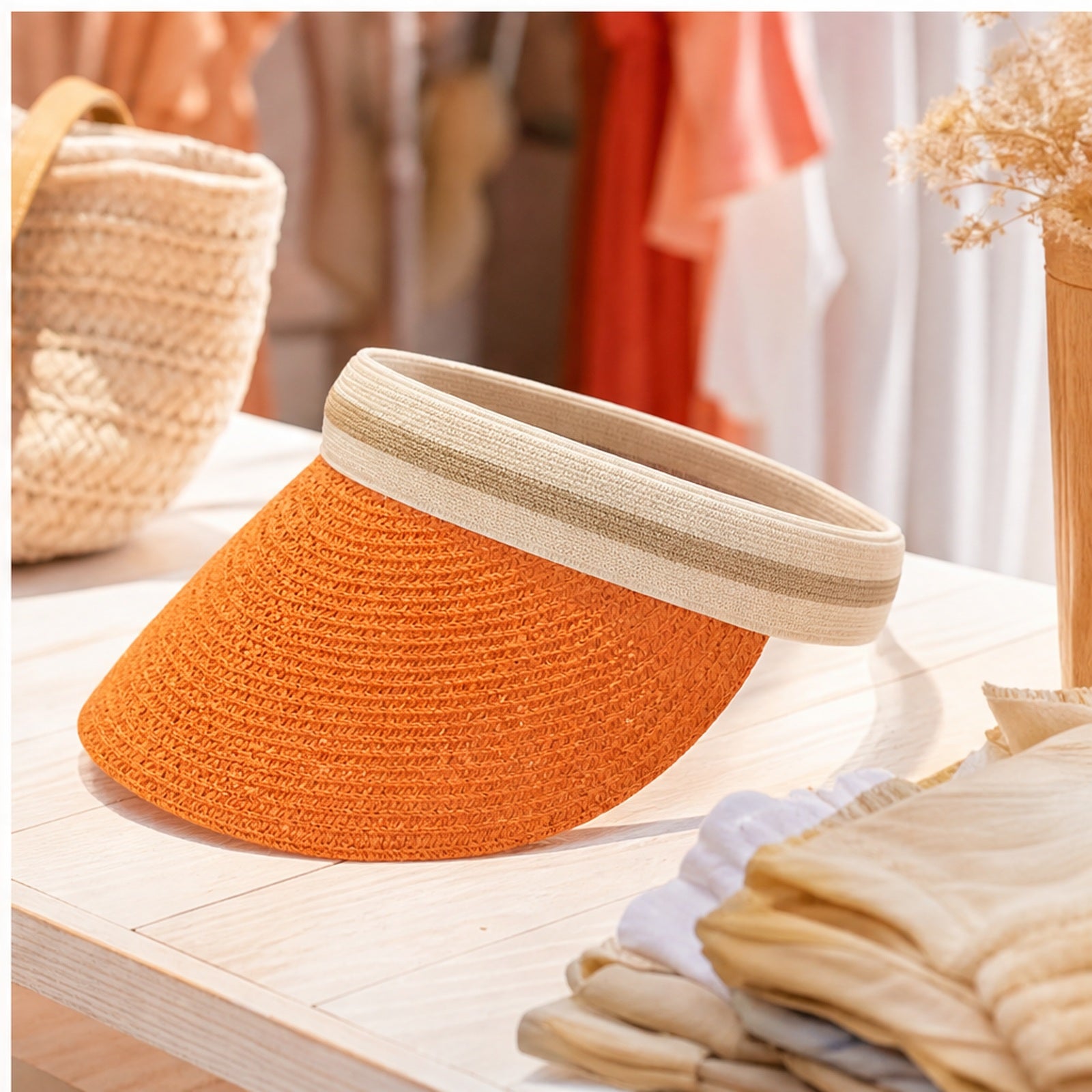HS Fashion Zonneklep Basic - Oranje - Oranje - in setting