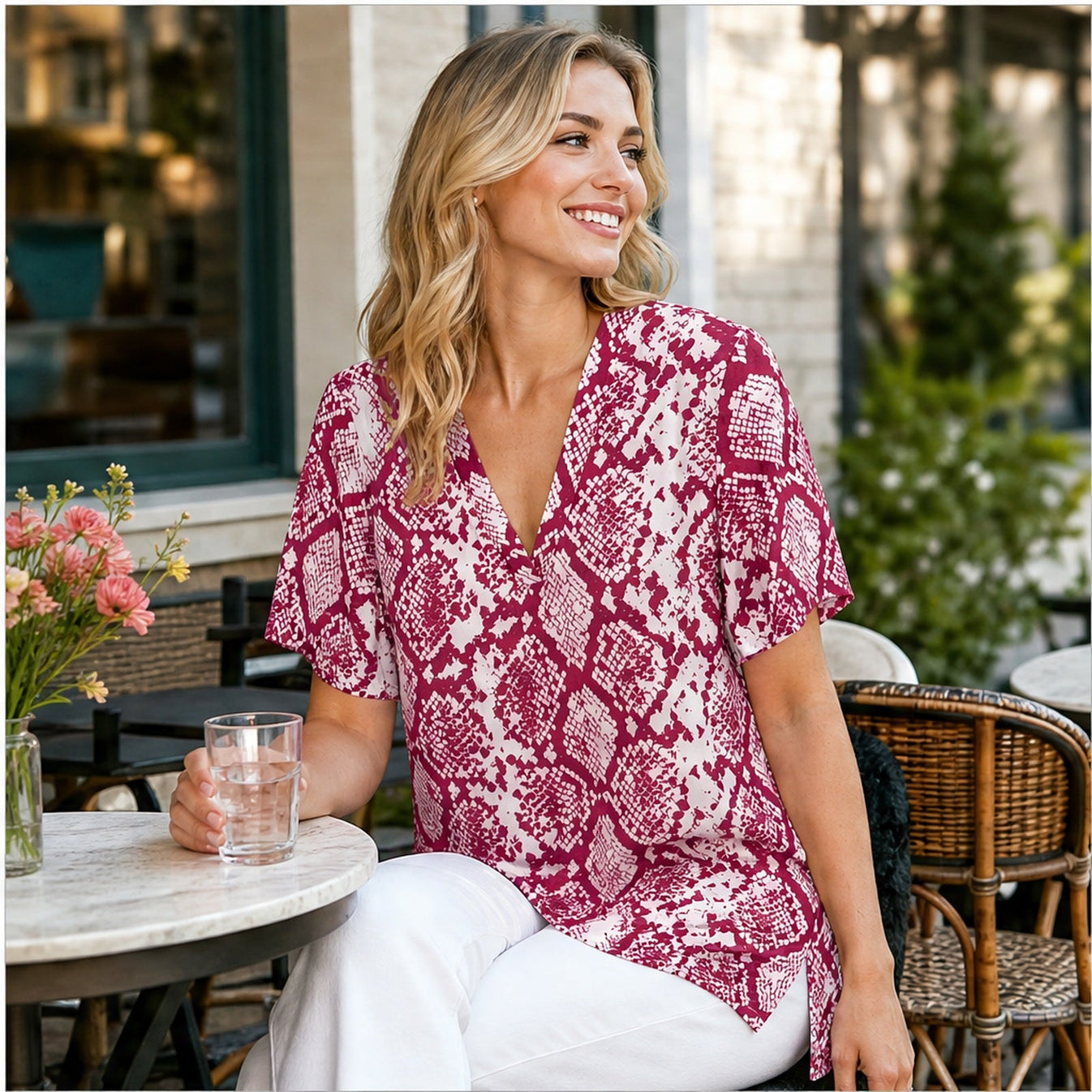 Angelle Milan Shirt - Roze Slangenprint - sfeerbeeld